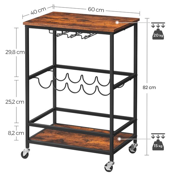SERVÍROVACÍ VOZÍK, čierna, tmavohnedá, 60/82/40 cm MID.YOU - Online Only kuchyne, Online Only
