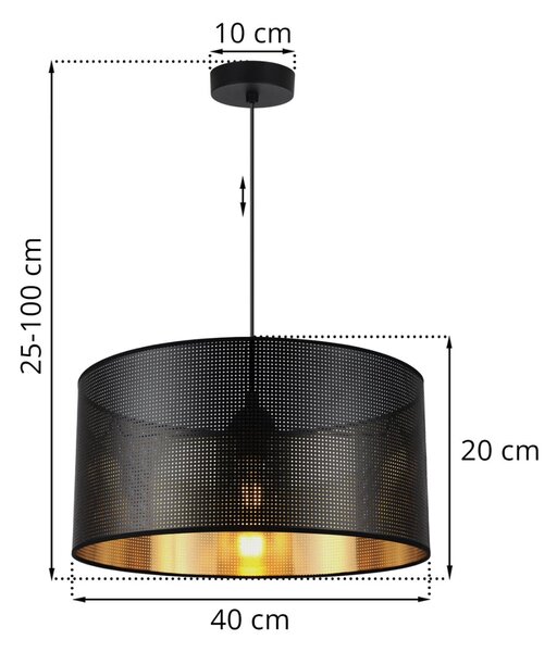 Závesné svietidlo Asti0, 1x čierne PVC tienidlo, (fi 40cm), g, b