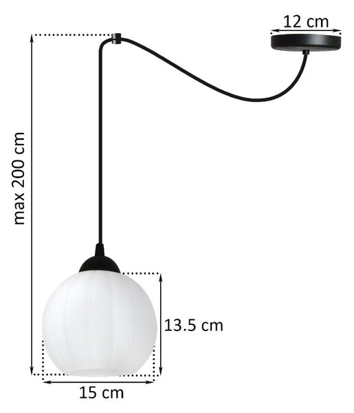 Závesné svietidlo Costa Spider, 1x biele sklenené tienidlo, b