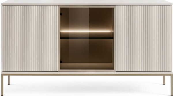 Moderná komoda s dvierkami a reliéfnou prednou časťou, rozmer 154 x 83 x 39 cm, farba béžová