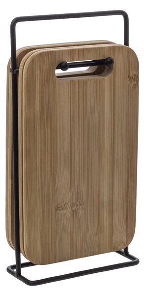 Doska na krájanie so stojanom Set, bambus, sada 4ks, 22x14 cm