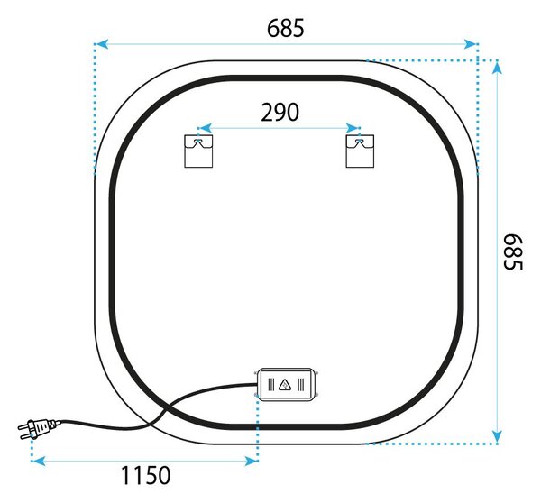Rea TOP, LED zrkadlo 70x70cm, HOM-01519