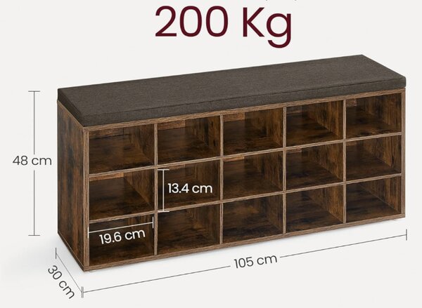 SONGMICS Botník Vasagle Endersen 105 cm hnedý/čierny