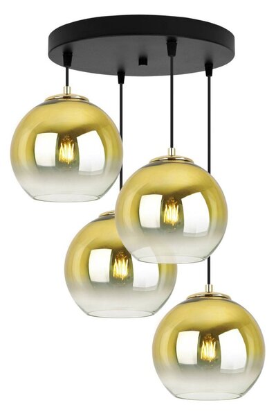 Závesné svietidlo Bergen Gold, 4x zlaté/transparentné sklenené tienidlo (fi 20cm), o