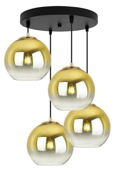 Závesné svietidlo Bergen Gold, 4x zlaté/transparentné sklenené tienidlo (fi 20cm), o