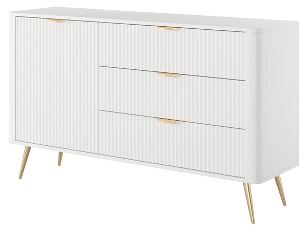 Komoda: 3 zásuvky, 1 dvierka, biela, 138 cm, 2 x 38 x 81 cm