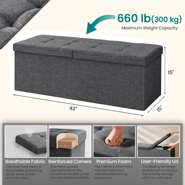 ÚLOŽNÝ BOX NA SEDENIE, textil, kompozitné drevo, 110/38/38 cm - Kreslá, Online Only