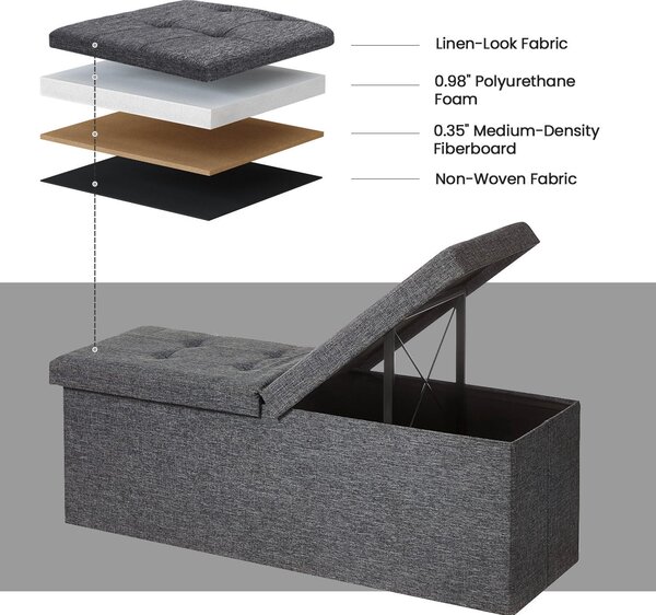 ÚLOŽNÝ BOX NA SEDENIE, textil, kompozitné drevo, 110/38/38 cm - Kreslá, Online Only