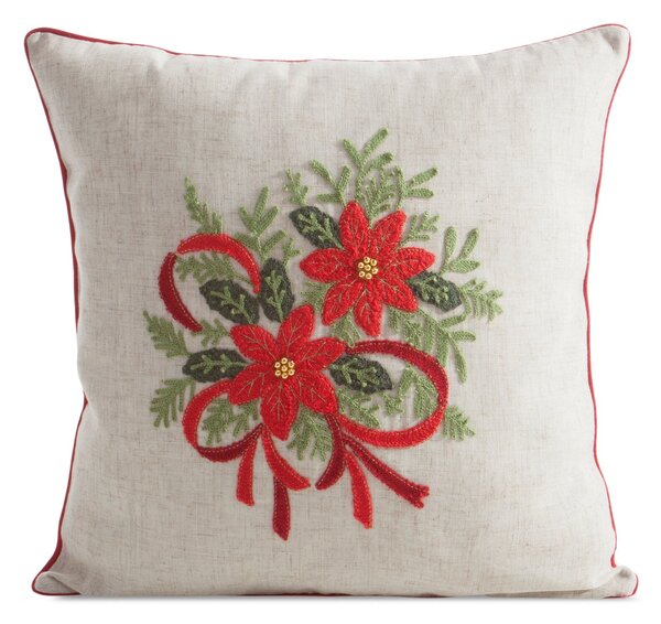 VIANOČNÁ DEKORAČNÁ OBLIEČKA NA VANKÚŠ POINSETTIA 45X45 CM VZOROVANÁ