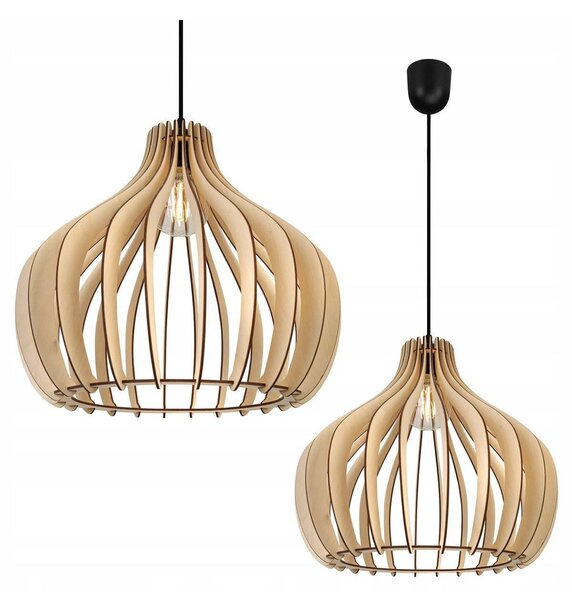Závesné svietidlo Timber 3, 1x drevené tienidlo, lp