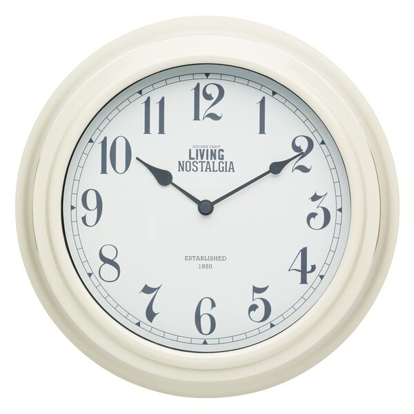 Krémovobiele nástenné hodiny Kitchen Craft Living Nostalgia, ⌀ 25,5 cm