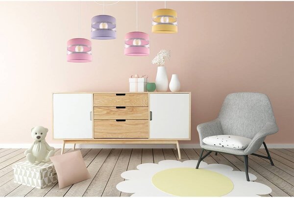 Závesné svietidlo Elegance Spider, 4x textilné tienidlo (mix 8 farieb), w