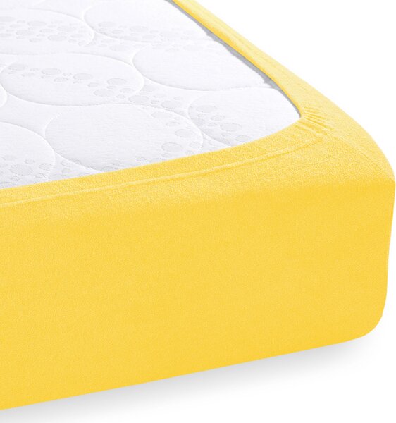 Froté napínacie prestieradlo na extra vysoký matrac FR-003 Žlté 80 x 200 - výška 40 cm