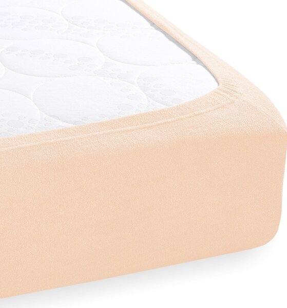 Froté napínacie prestieradlo na extra vysoký matrac FR-021 Púdrové 80 x 200 - výška 40 cm