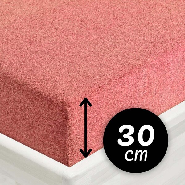 Froté napínacie prestieradlo na vysoký matrac FR-001 Koralové 80 x 200 - výška 30 cm