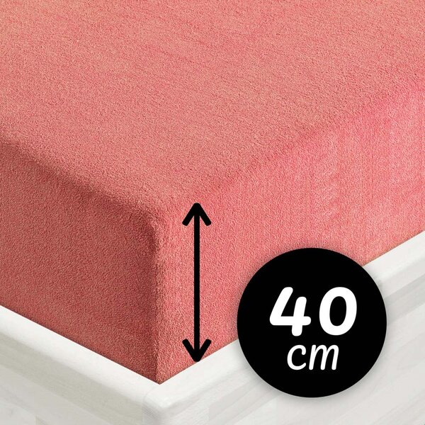 Froté napínacie prestieradlo na extra vysoký matrac FR-001 Koralové 80 x 200 - výška 40 cm