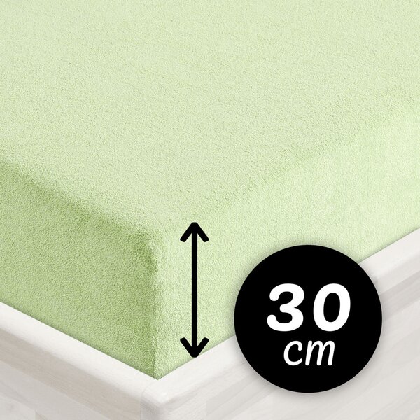 Froté napínacie prestieradlo na vysoký matrac FR-018 Pastelovo zelené 80 x 200 - výška 30 cm