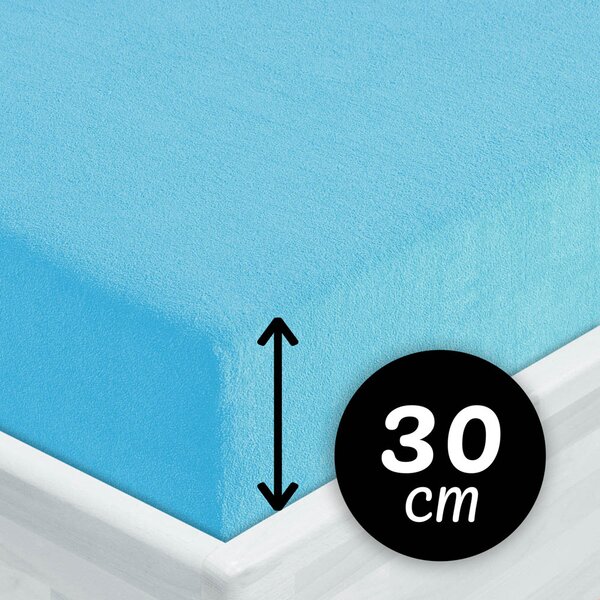 Froté napínacie prestieradlo na vysoký matrac FR-017 Azúrovo modré 80 x 200 - výška 30 cm