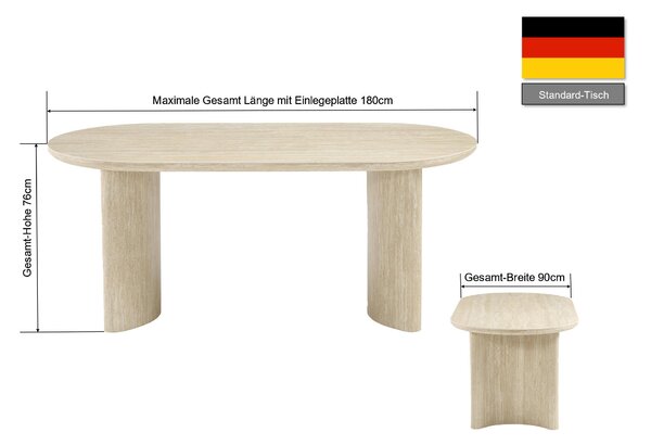 JEDÁLENSKÝ STÔL, farba duba, béžová, 180/90/76 cm P & B - Online Only jedálne, Online Only