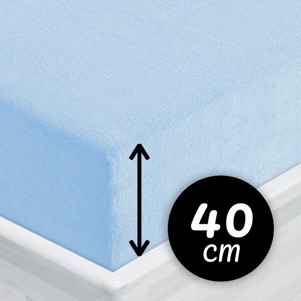 Froté napínacie prestieradlo na extra vysoký matrac FR-014 Nebesky modré 80 x 200 - výška 40 cm