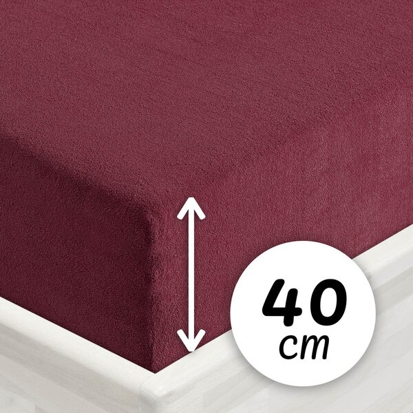 Froté napínacie prestieradlo na extra vysoký matrac FR-011 Bordó 80 x 200 - výška 40 cm