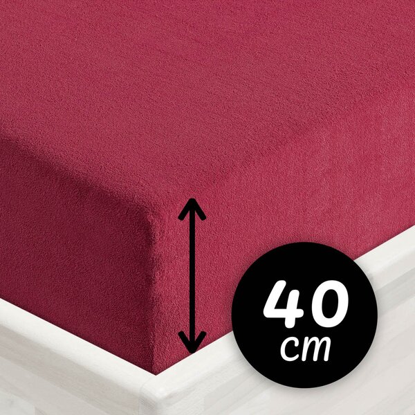 Froté napínacie prestieradlo na extra vysoký matrac FR-010 Vínové 80 x 200 - výška 40 cm