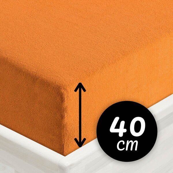 Froté napínacie prestieradlo na extra vysoký matrac FR-006 Oranžové 90 x 200 - výška 40 cm