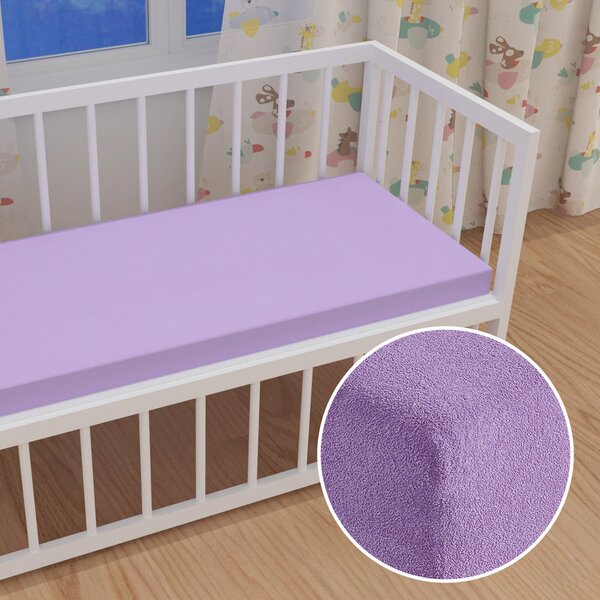 Detské froté napínacie prestieradlo do postieľky FR-012 Levanduľové 60 x 120 x 10 cm - do postieľky
