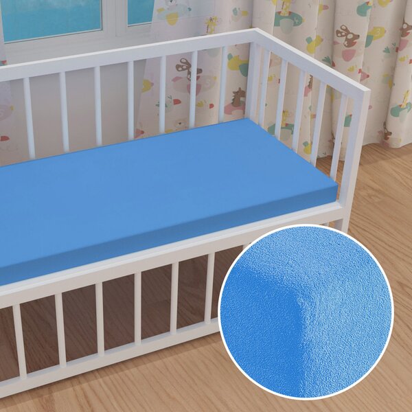 Detské froté napínacie prestieradlo do postieľky FR-015 Svetlo modré 60 x 120 x 10 cm - do postieľky