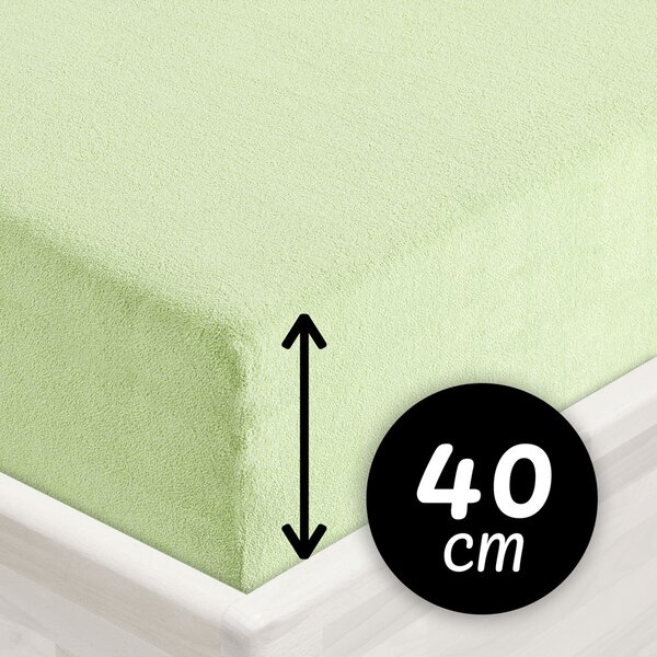 Froté napínacie prestieradlo na extra vysoký matrac FR-018 Pastelovo zelené 80 x 200 - výška 40 cm