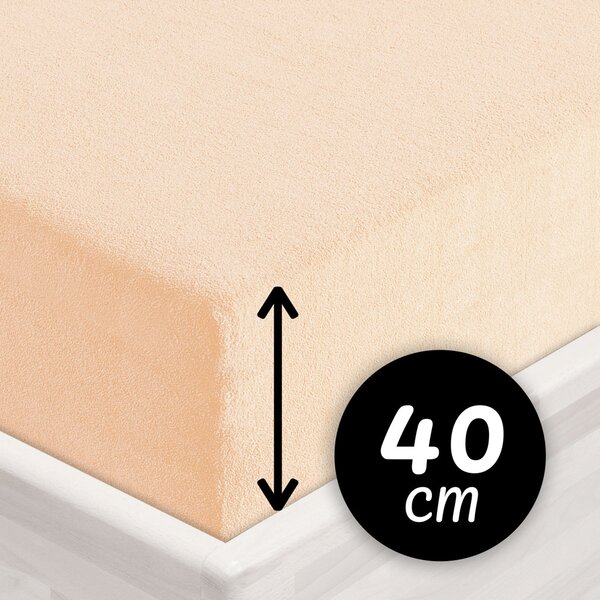 Froté napínacie prestieradlo na extra vysoký matrac FR-021 Púdrové 80 x 200 - výška 40 cm