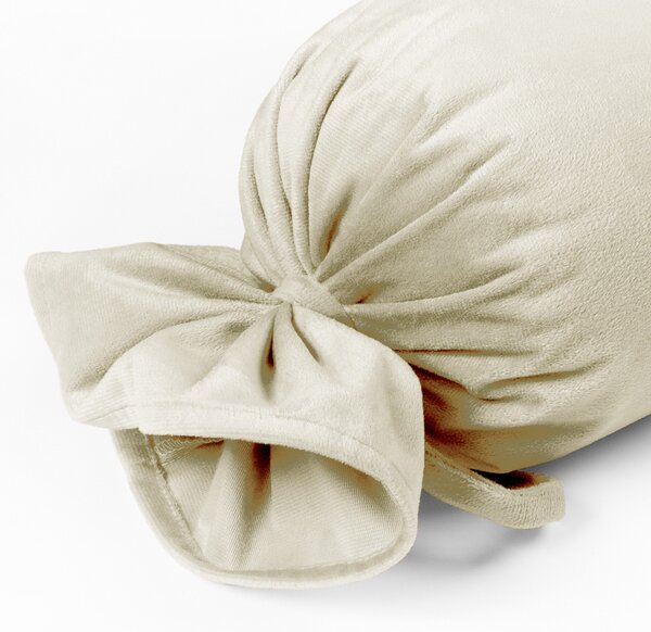 Biante Zamatový vankúš valec bonbon Velvet Prémium SVP-003 Smotanový 15x60 cm