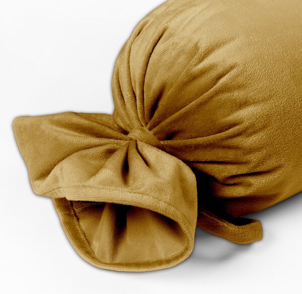 Biante Zamatový vankúš valec bonbon Velvet Prémium SVP-009 Horčicový 15x40 cm