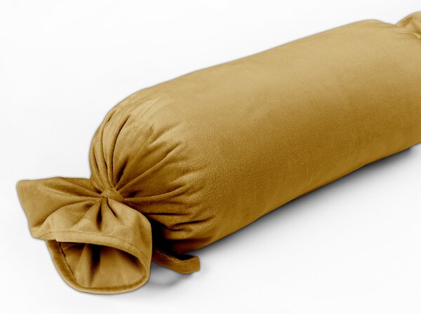 Biante Zamatový vankúš valec bonbon Velvet Prémium SVP-009 Horčicový 15x40 cm