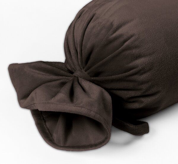 Biante Zamatový vankúš valec bonbon Velvet Prémium SVP-016 Tmavo hnedý 15x40 cm
