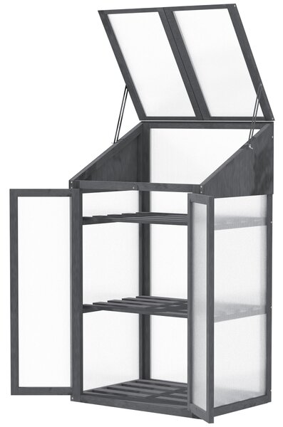 OUTSUNNY Polykarbonátový mini skleník s tromi policami 70 x 50 x 120 cm sivý