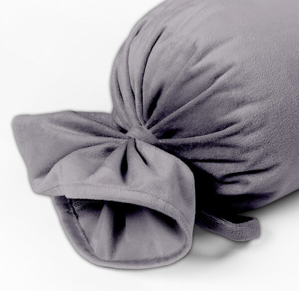 Biante Zamatový vankúš valec bonbon Velvet Prémium SVP-013 Sivý 15x40 cm