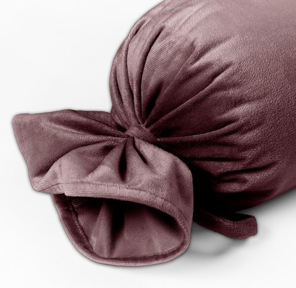 Biante Zamatový vankúš valec bonbon Velvet Prémium SVP-019 Hnedofialový 15x40 cm