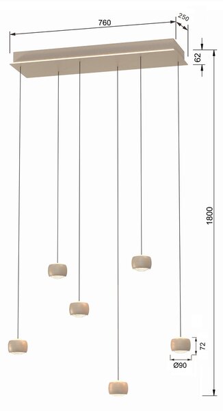ZÁVESNÉ LED SVIETIDLO, 76/25/180 cm - Interiérové svietidlá