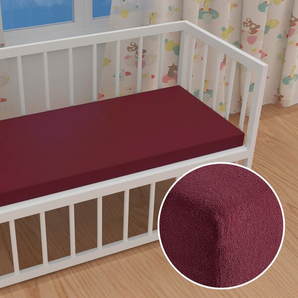 Detské froté napínacie prestieradlo do postieľky FR-011 Bordó 60 x 120 x 10 cm - do postieľky