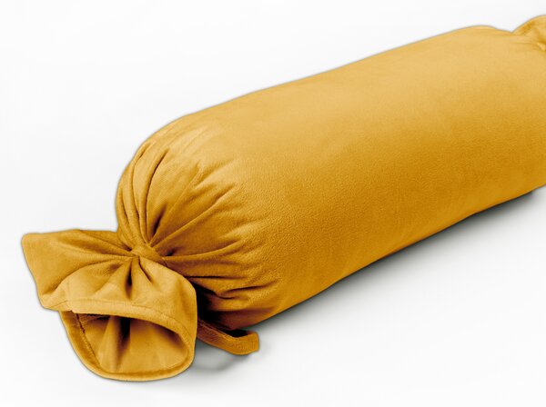 Biante Zamatový vankúš valec bonbon Velvet Prémium SVP-037 Zlatisto oranžový 15x40 cm