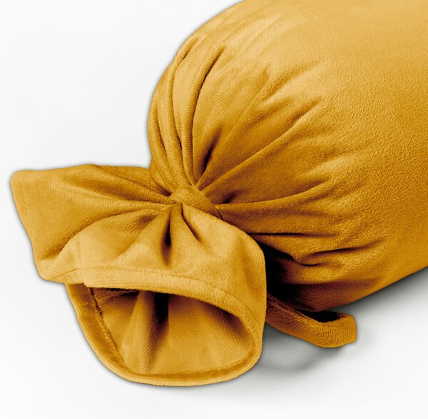 Biante Zamatový vankúš valec bonbon Velvet Prémium SVP-037 Zlatisto oranžový 15x40 cm