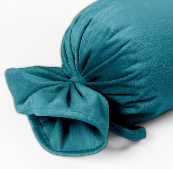 Biante Zamatový vankúš valec bonbon Velvet Prémium SVP-035 Tyrkysovo modrý 15x40 cm