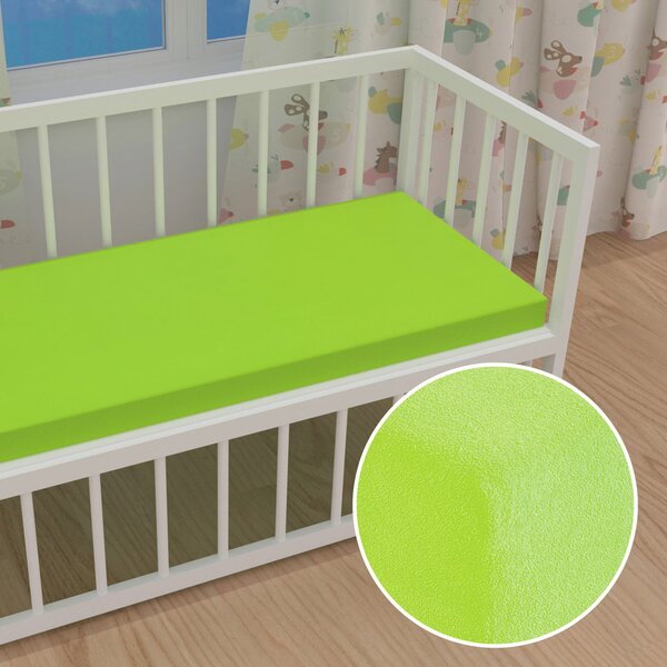 Detské froté napínacie prestieradlo do postieľky FR-019 Žiarivo zelené 60 x 120 x 10 cm - do postieľky
