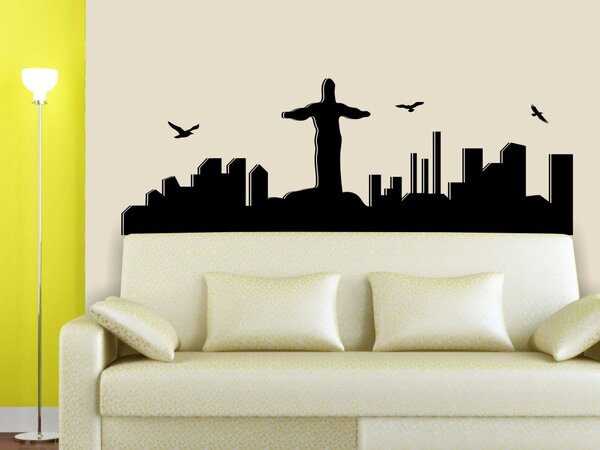 Silueta mesta-08 Rio - Socha Krista, Samolepky na stenu