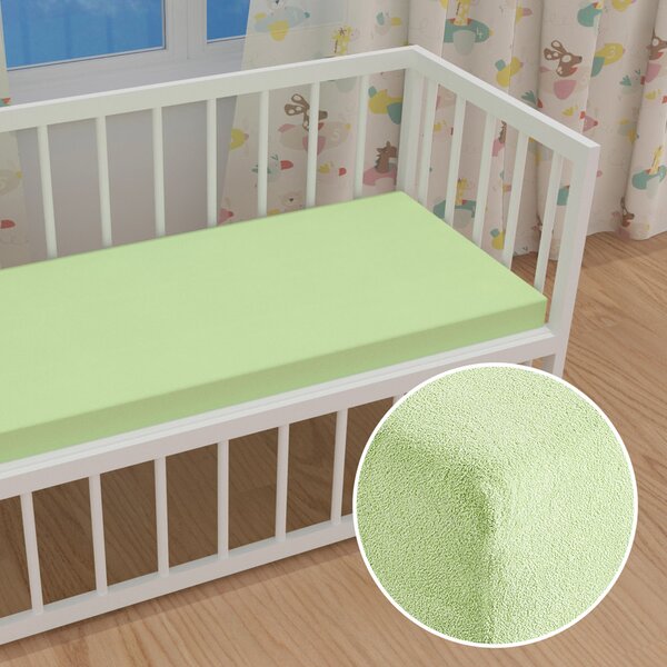 Detské froté napínacie prestieradlo do postieľky FR-018 Pastelovo zelené 60 x 120 x 10 cm - do postieľky