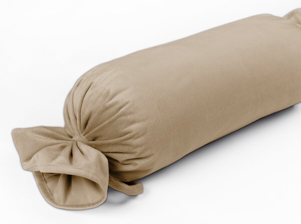 Biante Zamatový vankúš valec bonbon Velvet Prémium SVP-045 Kávovo béžový 15x40 cm