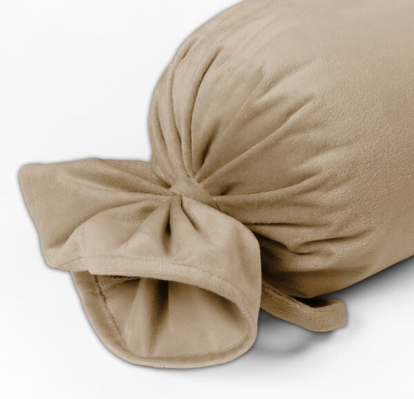 Biante Zamatový vankúš valec bonbon Velvet Prémium SVP-045 Kávovo béžový 15x40 cm