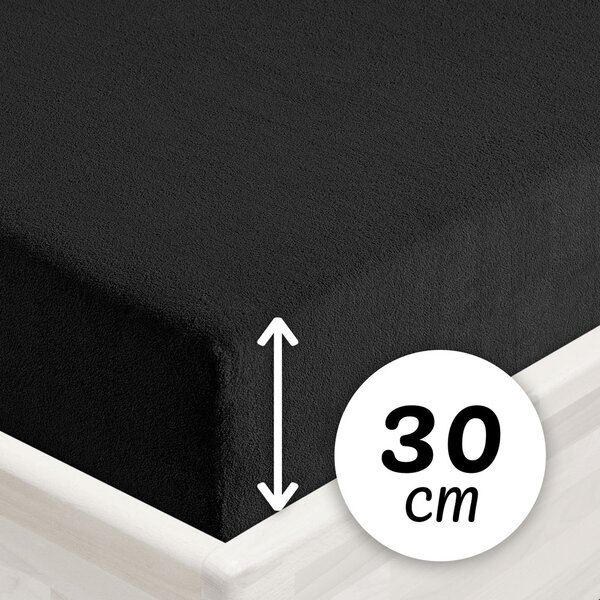 Froté napínacie prestieradlo na vysoký matrac FR-030 Čierne 90 x 200 - výška 30 cm