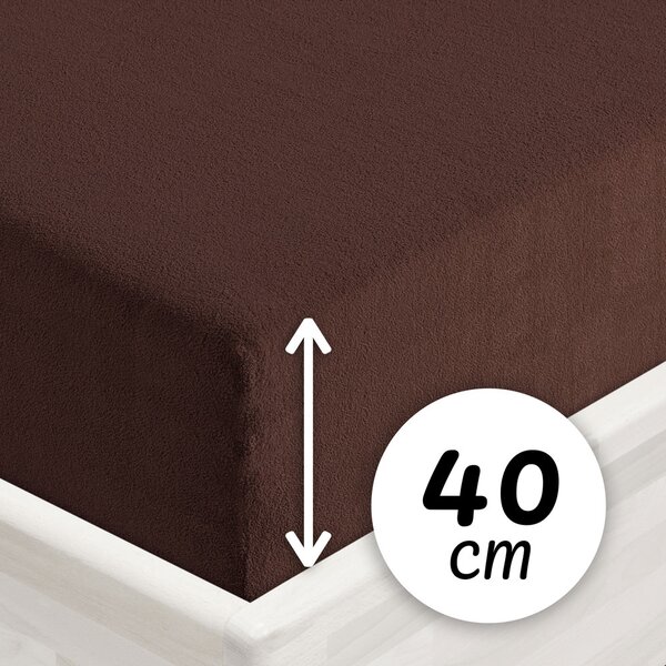 Froté napínacie prestieradlo na extra vysoký matrac FR-026 Čokoládovo hnedé 90 x 200 - výška 40 cm